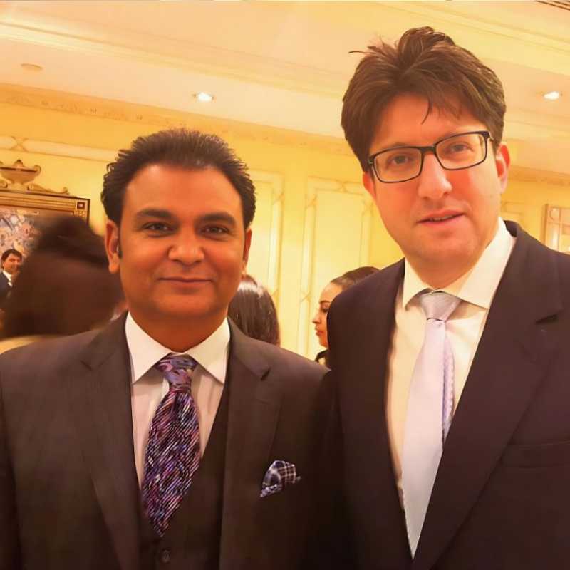 Professor Sarwar Khawaja with barrister, businessman and Conservative politician, Andrew Simon Feldman _